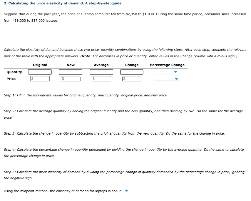 Solved 2. Calculating The Price Elasticity Of Demand: A | Chegg.com