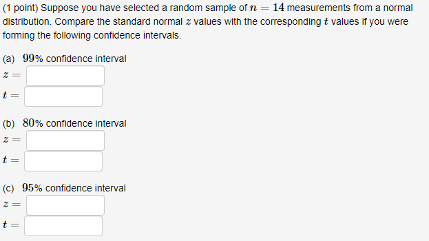 Solved (1 point) Suppose you have selected a random sample | Chegg.com
