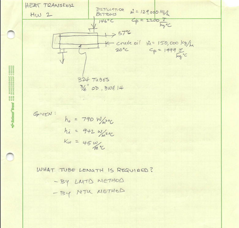 Solved Heat Transfer Hw 2 Distillation Bottoms 146 C M Chegg Com