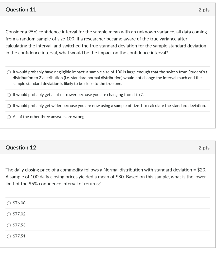 Solved Consider a 95% confidence interval for the sample | Chegg.com