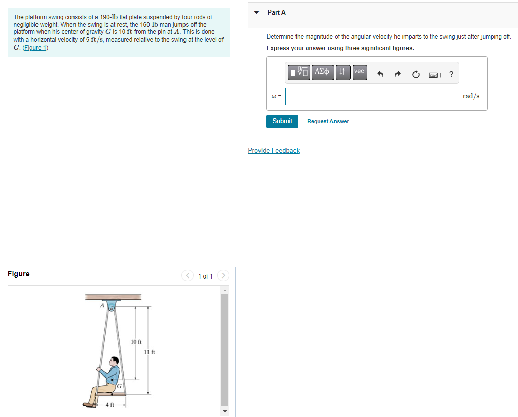 solved-the-platform-swing-consists-of-a-190-lb-flat-plate-chegg