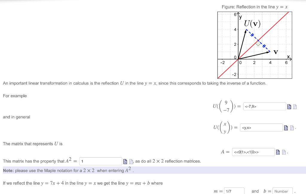 Solved Figure Reflection In The Line Y X 61 U V 4 2 Chegg Com