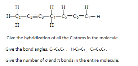 Solved H H I H H II H-C₁ C₂ C3 C4 C5 C6=C₁-H H H Give the | Chegg.com