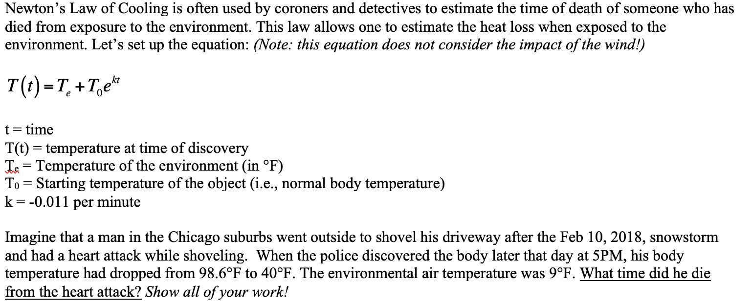 newton's law of cooling common core algebra 2 homework answers