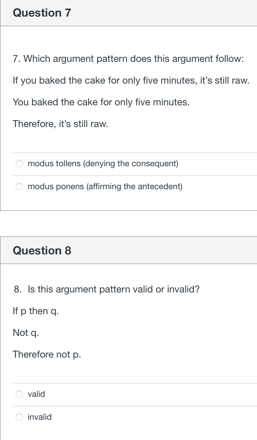 Solved Question 7 7. Which argument pattern does this | Chegg.com