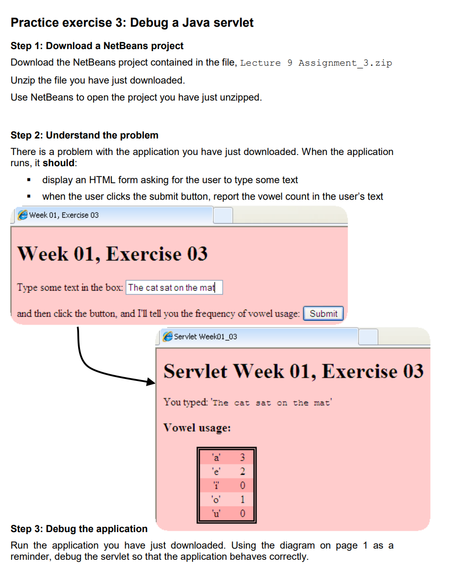 Solved Practice Exercise 3: Debug A Java Servlet Step 1: | Chegg.com