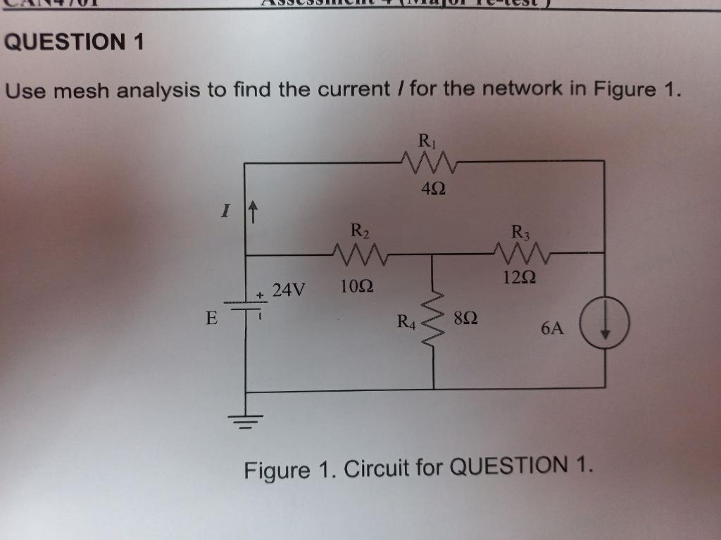 Solved QUESTION 1 Use mesh analysis to find the current / | Chegg.com