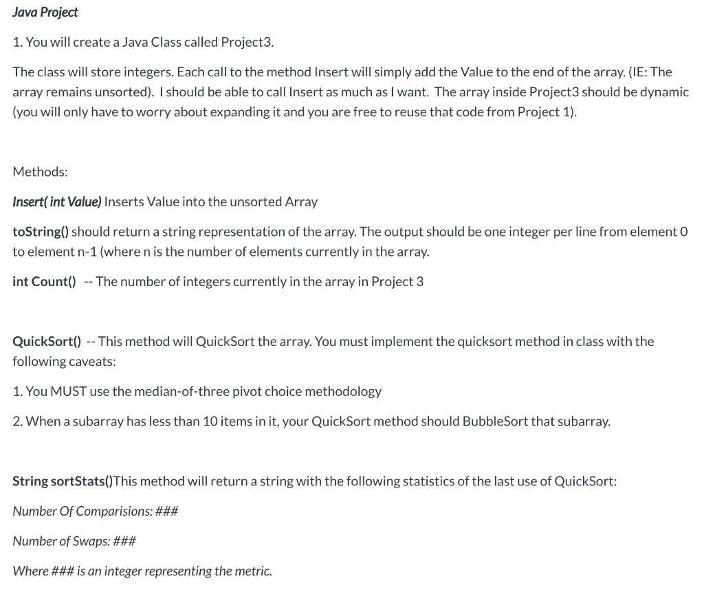 Java Project 1. You will create a Java Class called | Chegg.com