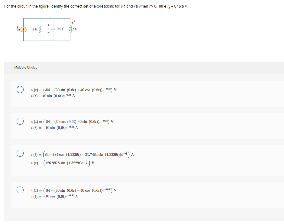 Solved For the circuit In the figure, Identify the correct | Chegg.com