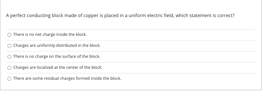 Solved A perfect conducting block made of copper is placed | Chegg.com