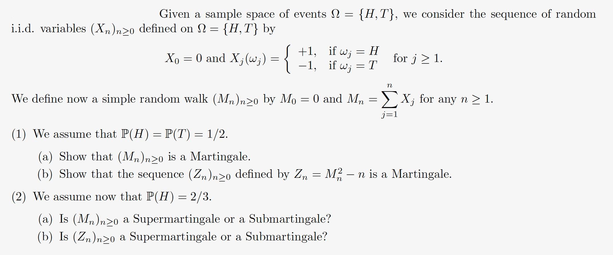 Given A Sample Space Of Events H T We Consid Chegg Com