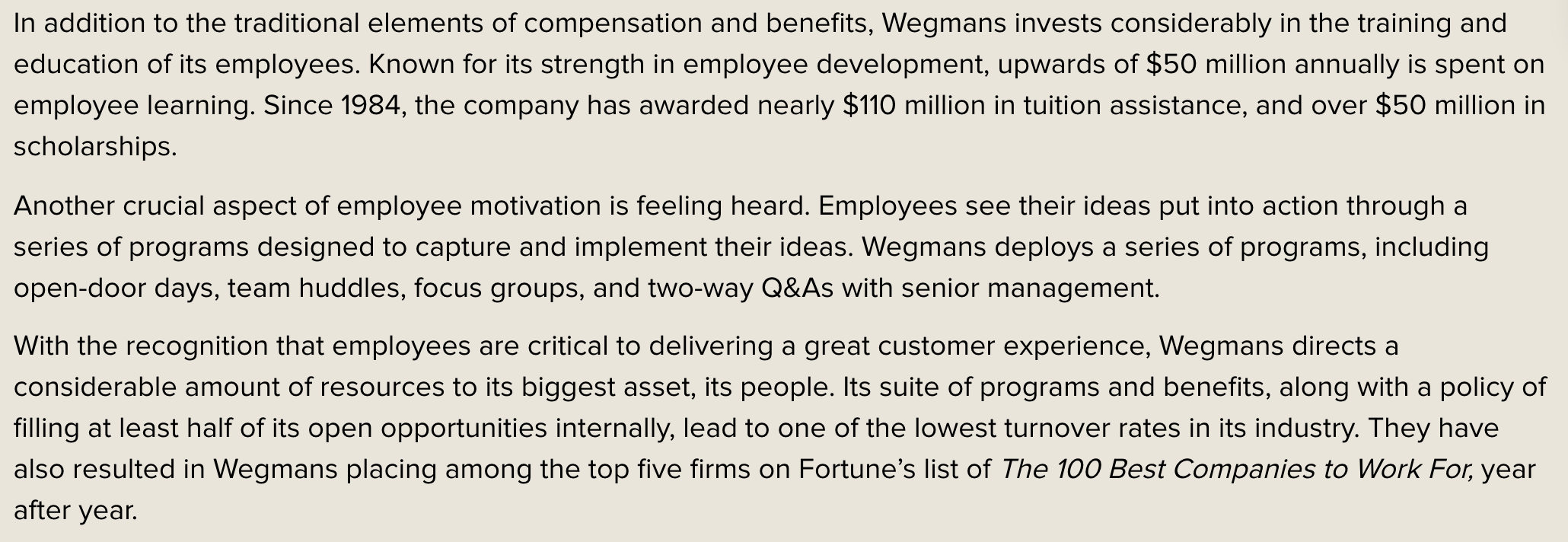 We want to thank our 50,000 superstar employees for making us a great place  to work. You inspire us each and every day.  By  Wegmans