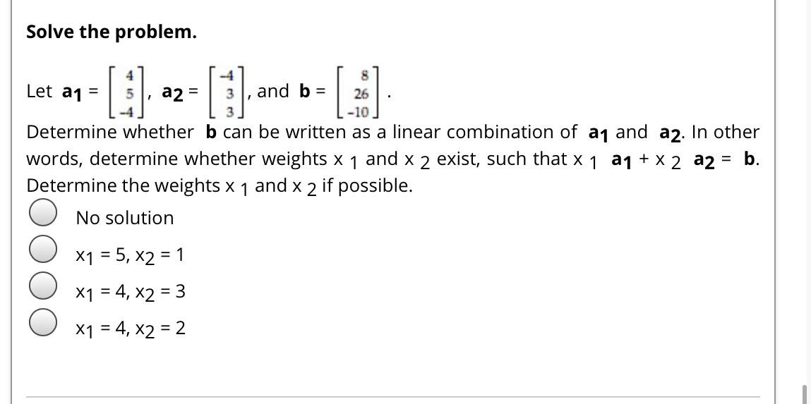 Solved Solve The Problem. 4 Let A1 = A2 = And B = 3 3 1 1 8 | Chegg.com