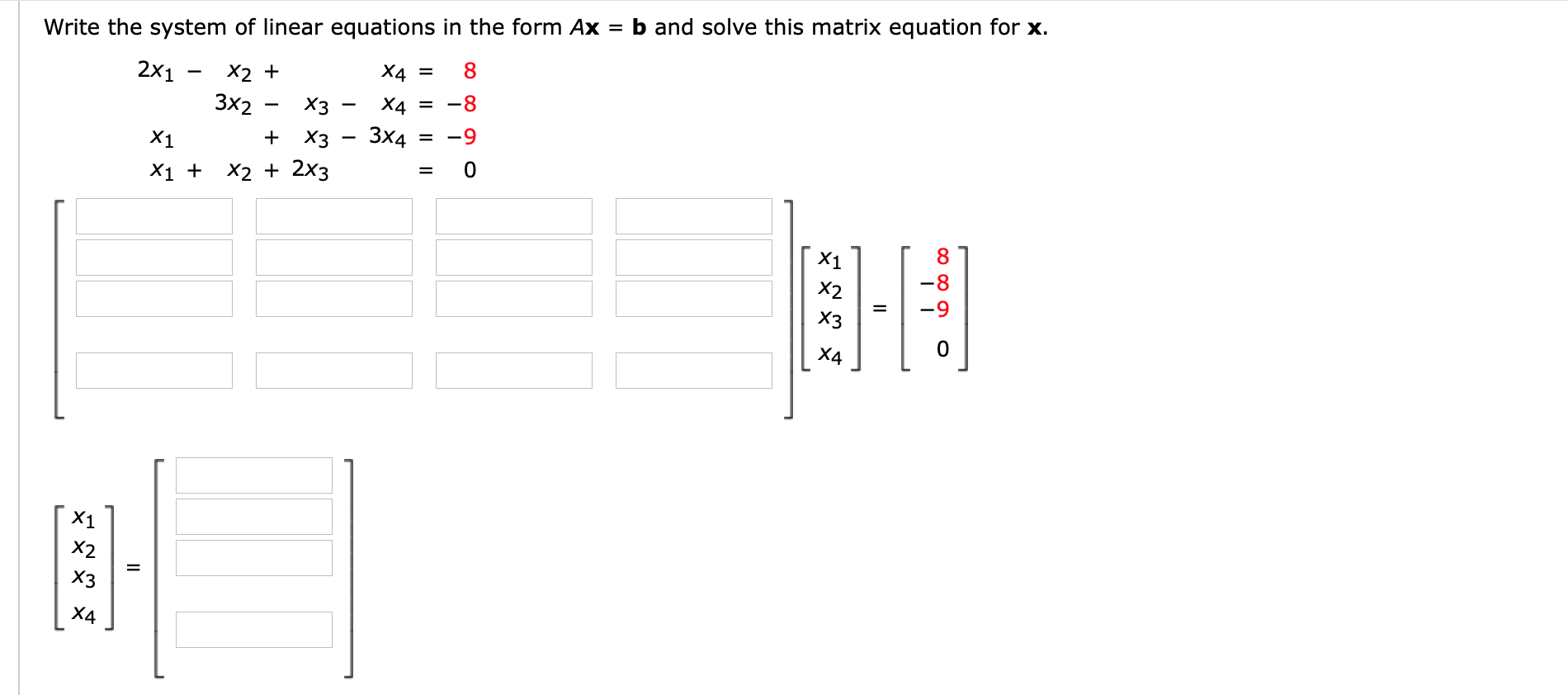 Solved Write the system of linear equations in the form Ax b | Chegg.com