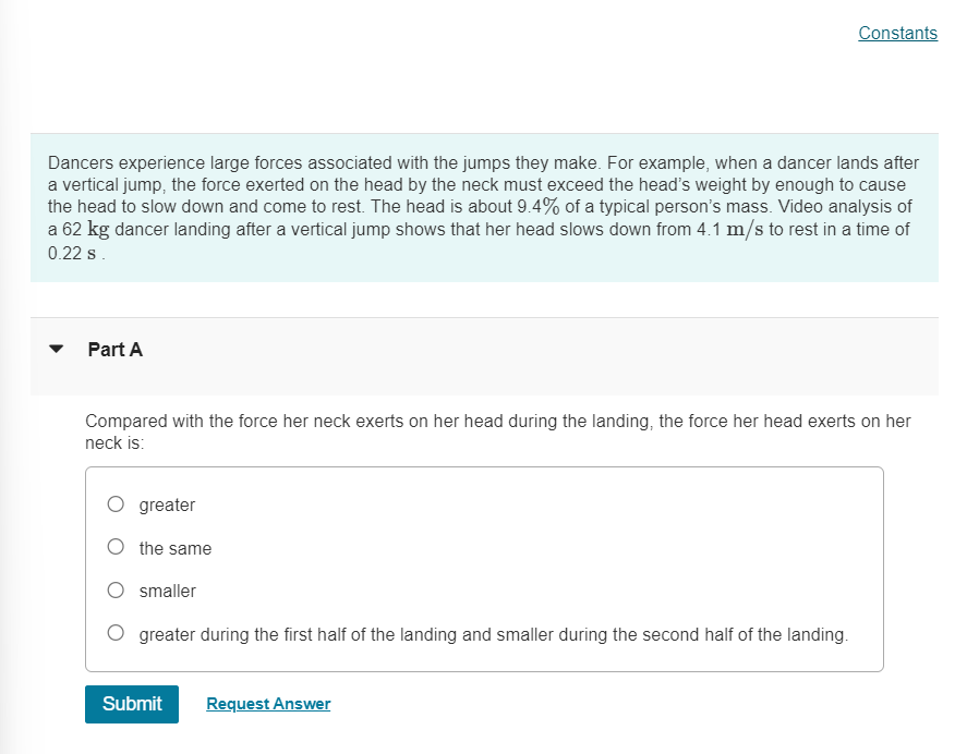 Solved Dancers experience large forces associated with the | Chegg.com