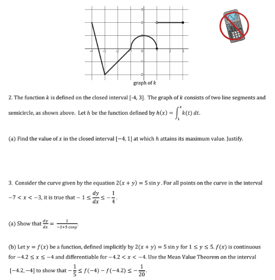 Solved . Graph Of K 2. The Function K Is Defined On The | Chegg.com