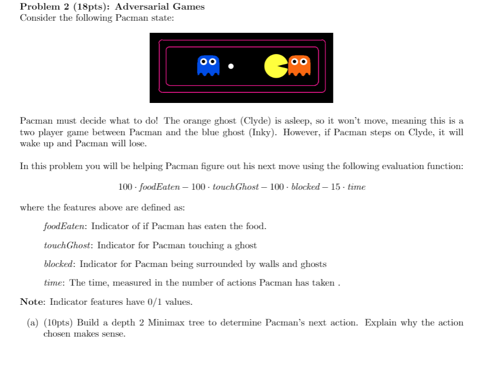 Problem 2 (18pts): Adversarial Games Consider the | Chegg.com