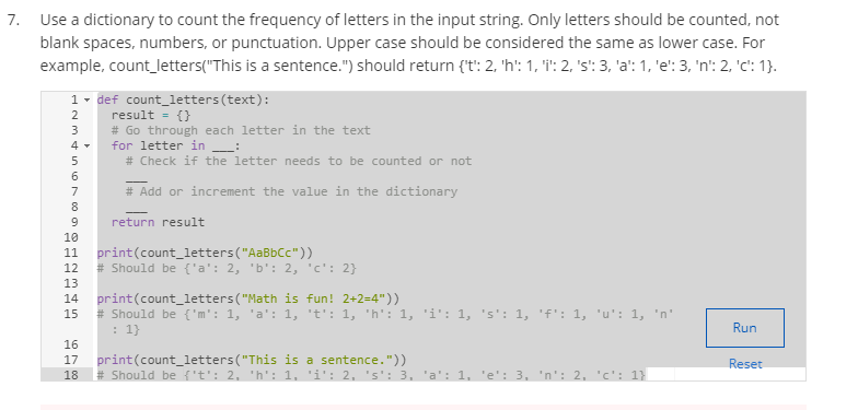 solved-use-a-dictionary-to-count-thefrequency-of-letters