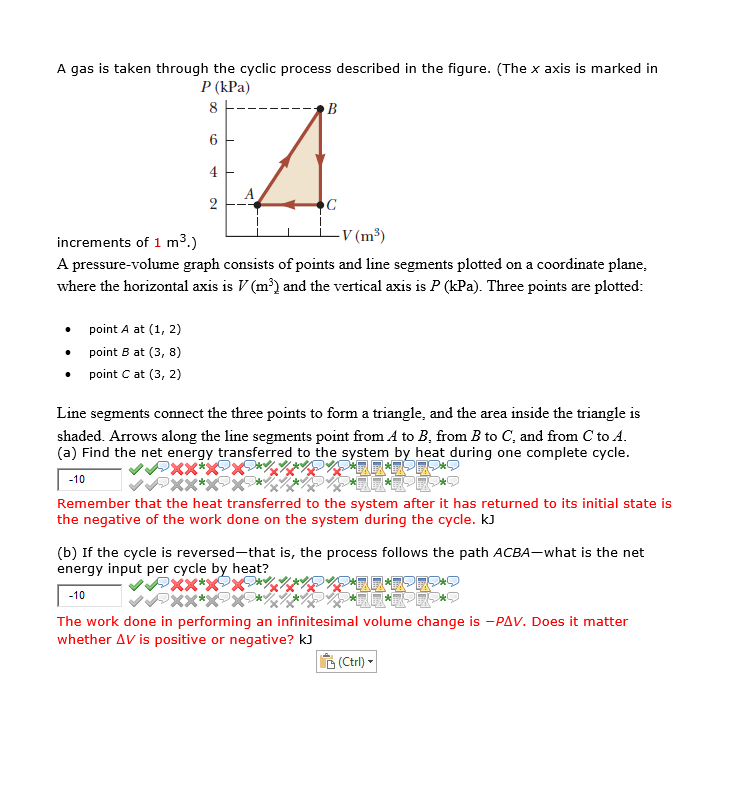 Solved A Gas Is Taken Through The Cyclic Process Described 