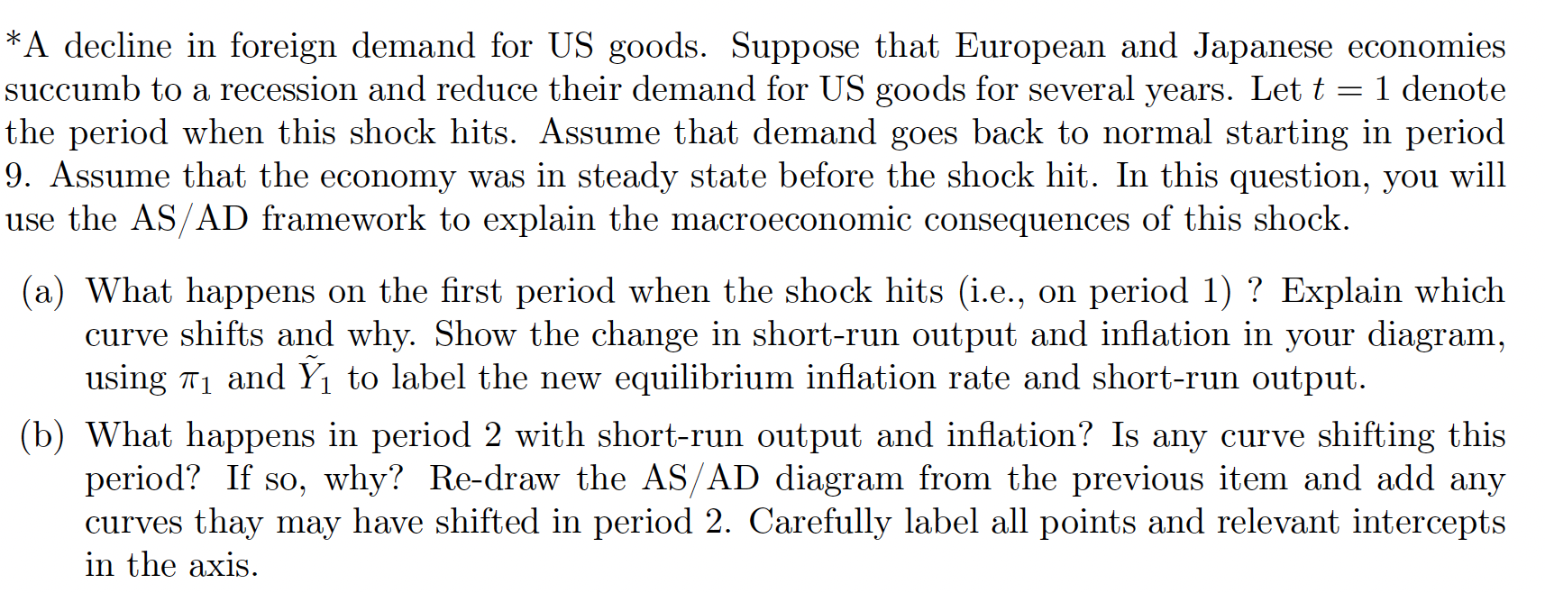Solved ∗ A decline in foreign demand for US goods. Suppose | Chegg.com