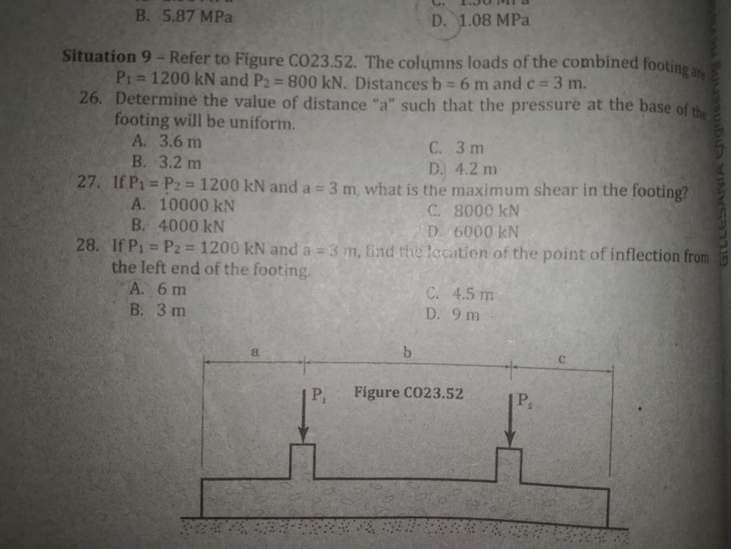 Solved B. 5.87 MPa D. 1.08 MPa Situation 9 - Refer To Figure | Chegg.com