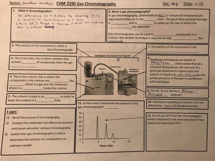 Solved Name Jonathan mntthys CHM 2290 Gas Chromatography