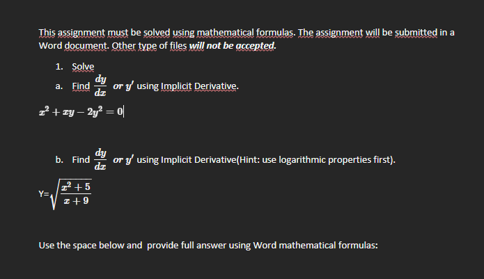 Solved This assignment must be solved using mathematical | Chegg.com