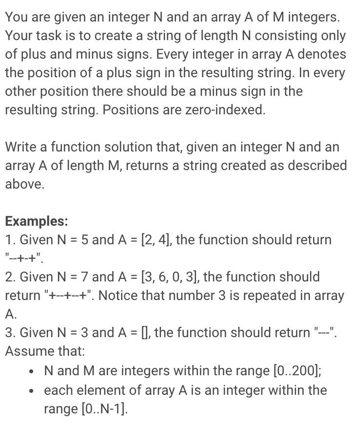 Solved You are given an integer N and an array A of M | Chegg.com