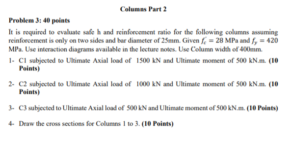 Solved Columns Part 1 Problem 2:25 points Fig. 2 shows the | Chegg.com