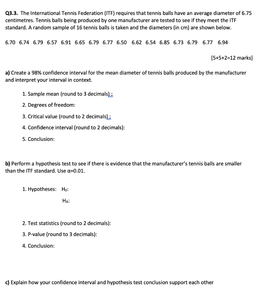 Solved Q3.3. The International Tennis Federation (ITF) | Chegg.com