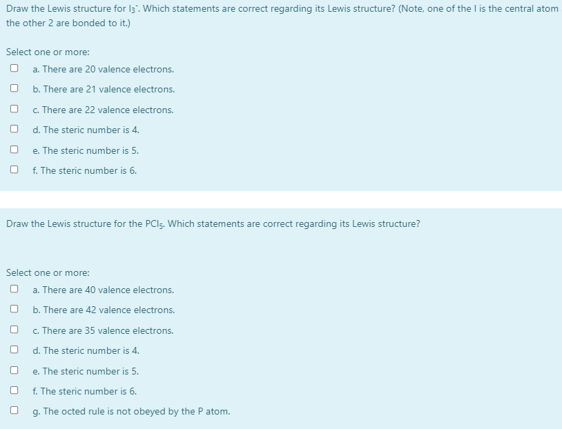 Solved Draw the Lewis structure for 13. Which statements are | Chegg.com
