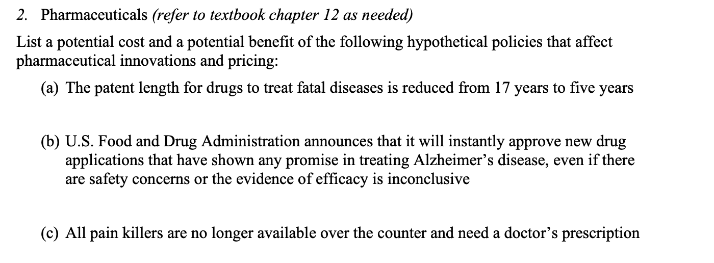 Solved 2. Pharmaceuticals (refer To Textbook Chapter 12 As | Chegg.com