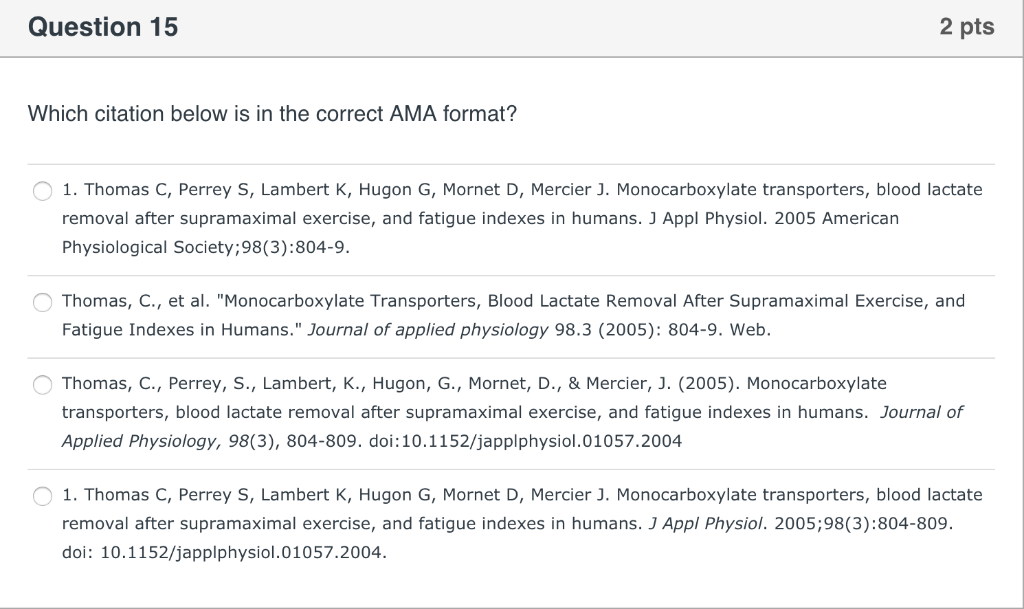 Question 15 2 Pts Which Citation Below Is In The C Chegg Com