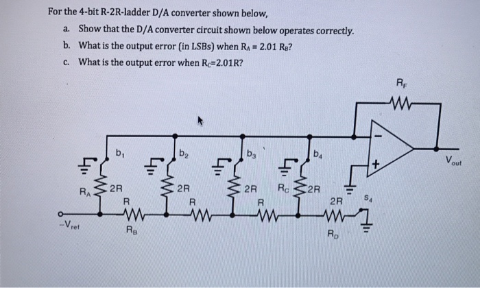 Solved For the 4-bit R-2R-ladder D/A converter shown below, | Chegg.com