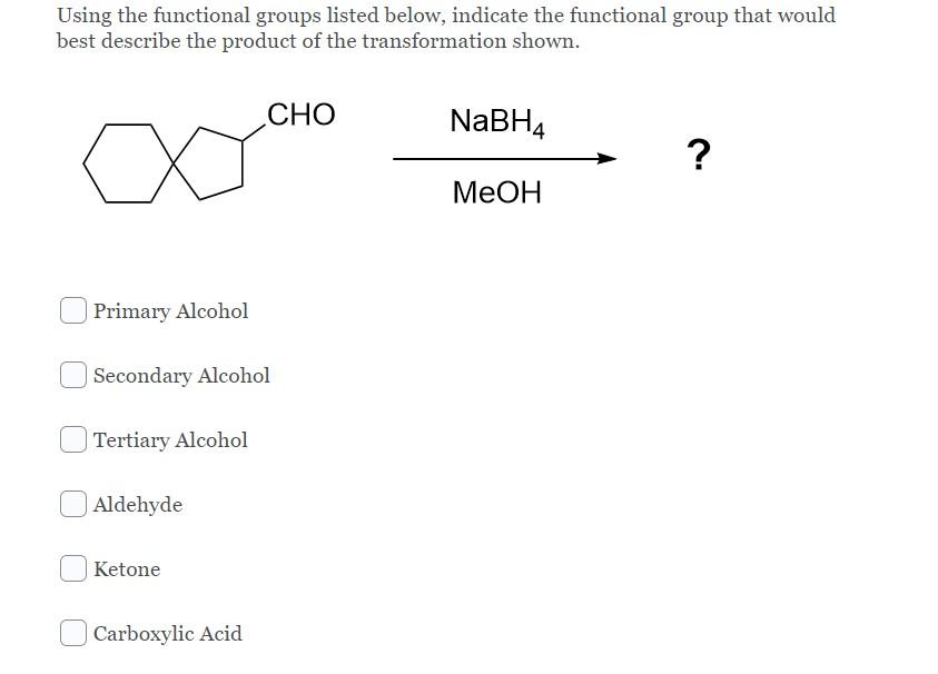 Solved Question 1 (4 points) Using the functional groups | Chegg.com