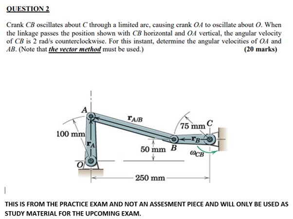 Solved QUESTION 2 Crank CB Oscillates About Through A | Chegg.com