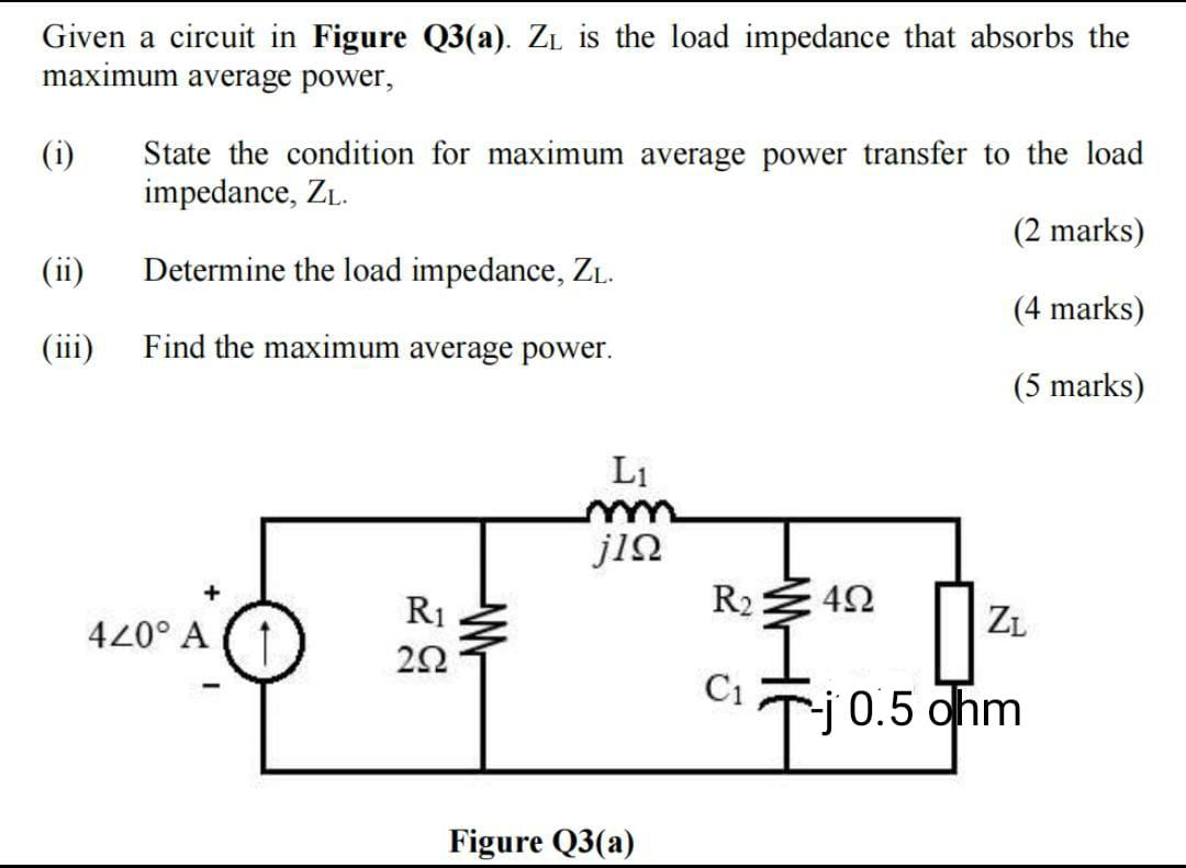 Solved Given a circuit in Figure Q3(a). Z₁ is the load | Chegg.com