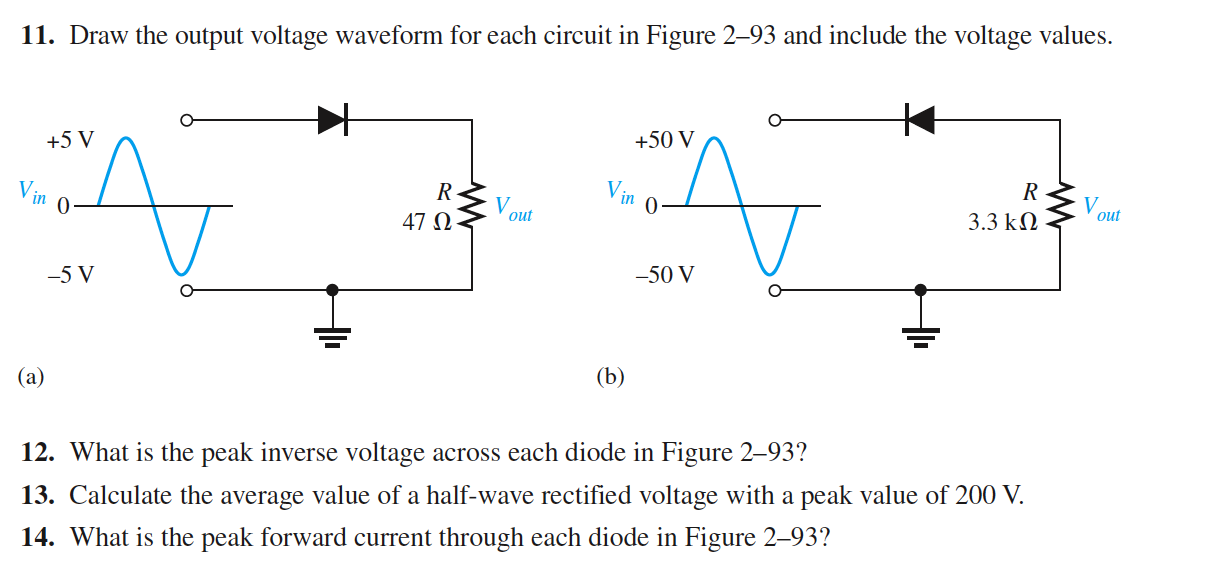 Solved 11. Draw the output voltage waveform for each circuit | Chegg.com