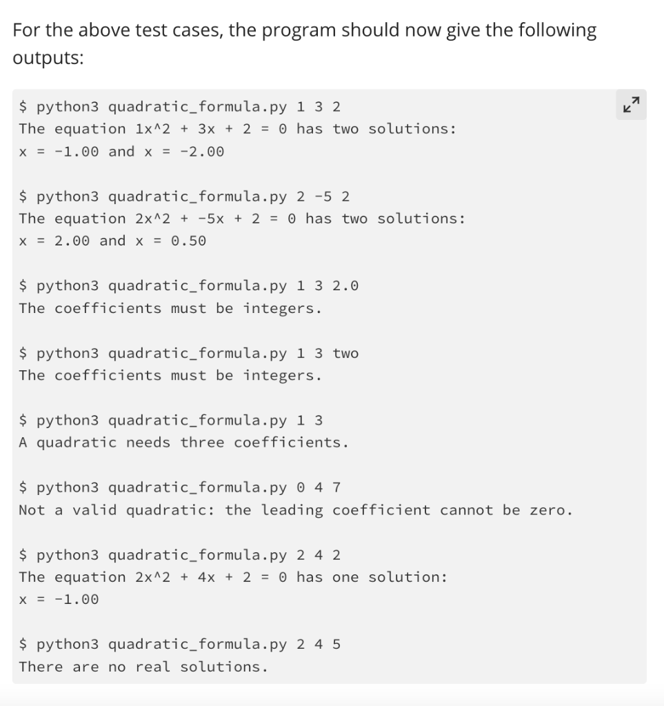Solved 7. Quadratic Formula Examine the program | Chegg.com