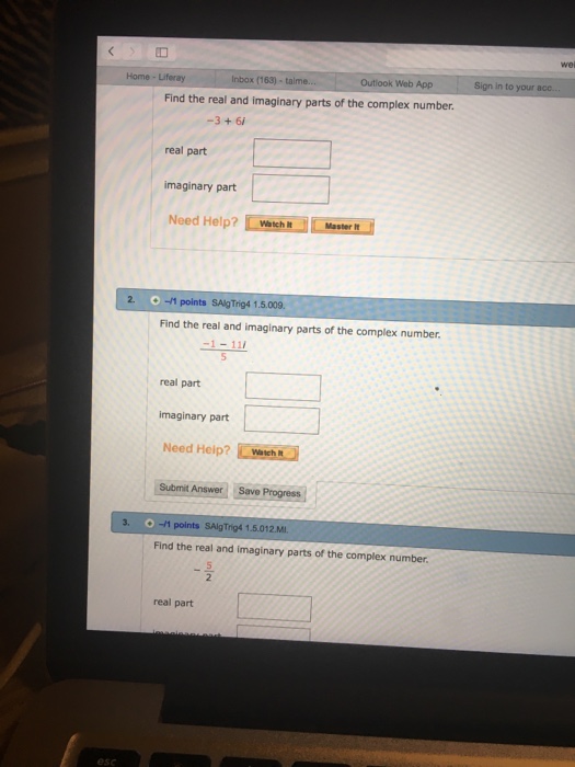 Solved Find the real and imaginary parts of the complex | Chegg.com