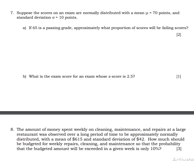 Solved 7. Suppose The Scores On An Exam Are Normally | Chegg.com