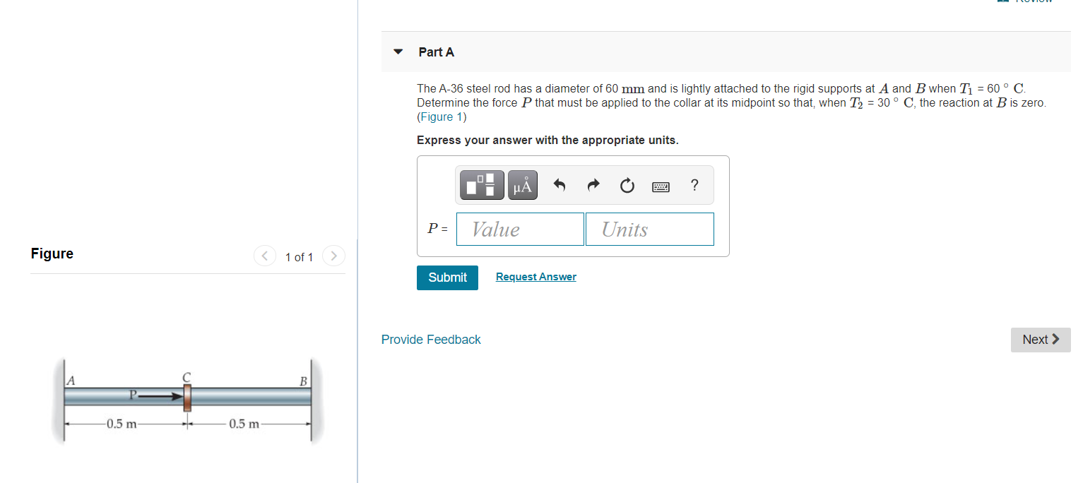 Solved Part A The A-36 steel rod has a diameter of 60 mm and | Chegg.com