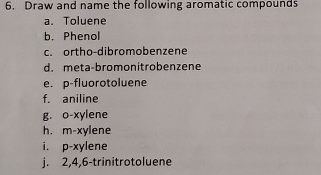 Solved 6. Draw And Name The Following Aromatic Compounds A. | Chegg.com