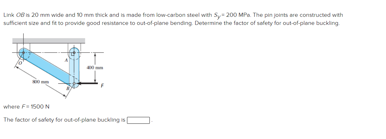 Solved Link OB is 20 mm wide and 10 mm thick and is made | Chegg.com
