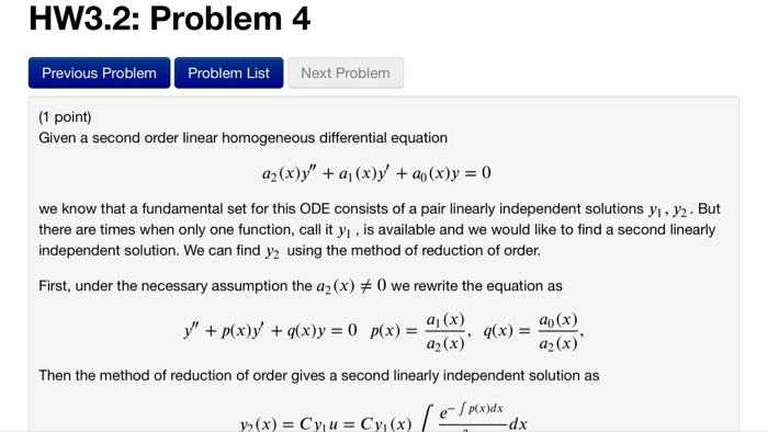 Solved HW3.2: Problem 4 Previous Problem Problem List Next | Chegg.com