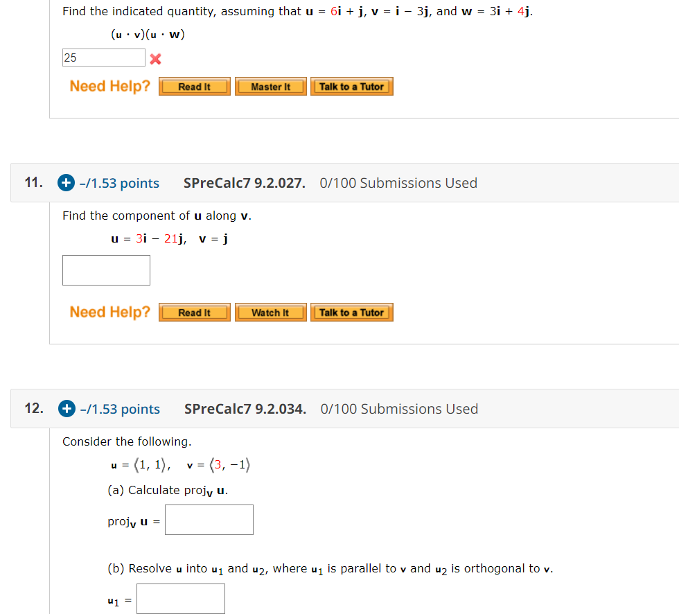 Solved Find The Indicated Quantity Assuming That U 6i Chegg Com