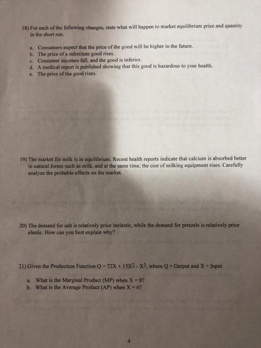 Solved SHORT ANSWER QUESTIONS: (4 Points Each) Answer the | Chegg.com ...