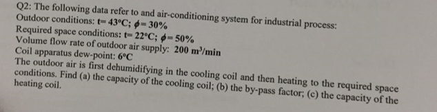 Solved Q2: The following data refer to and air-conditioning | Chegg.com