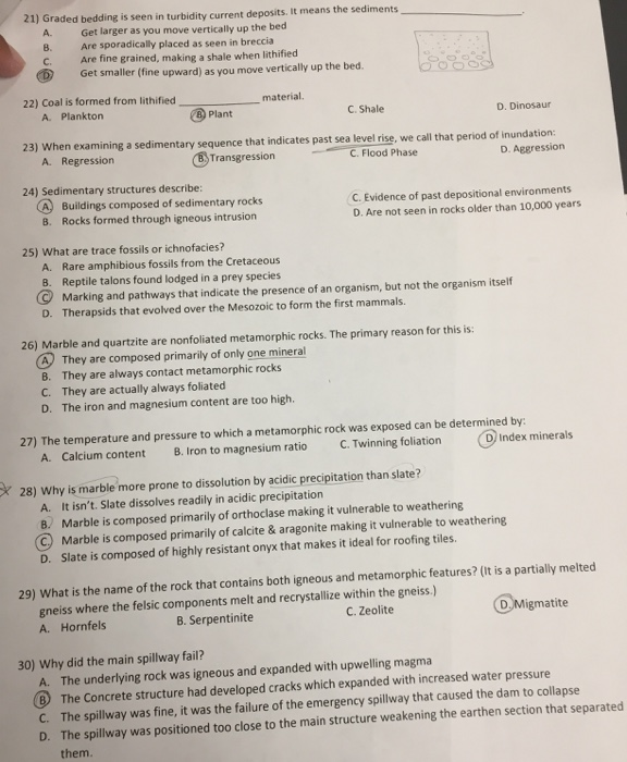 Solved 21) Graded bedding is seen in turbidity current | Chegg.com