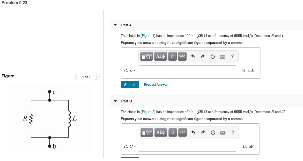 Solved Problem 9.23 Part A The circuit in (Figure 1) has an | Chegg.com